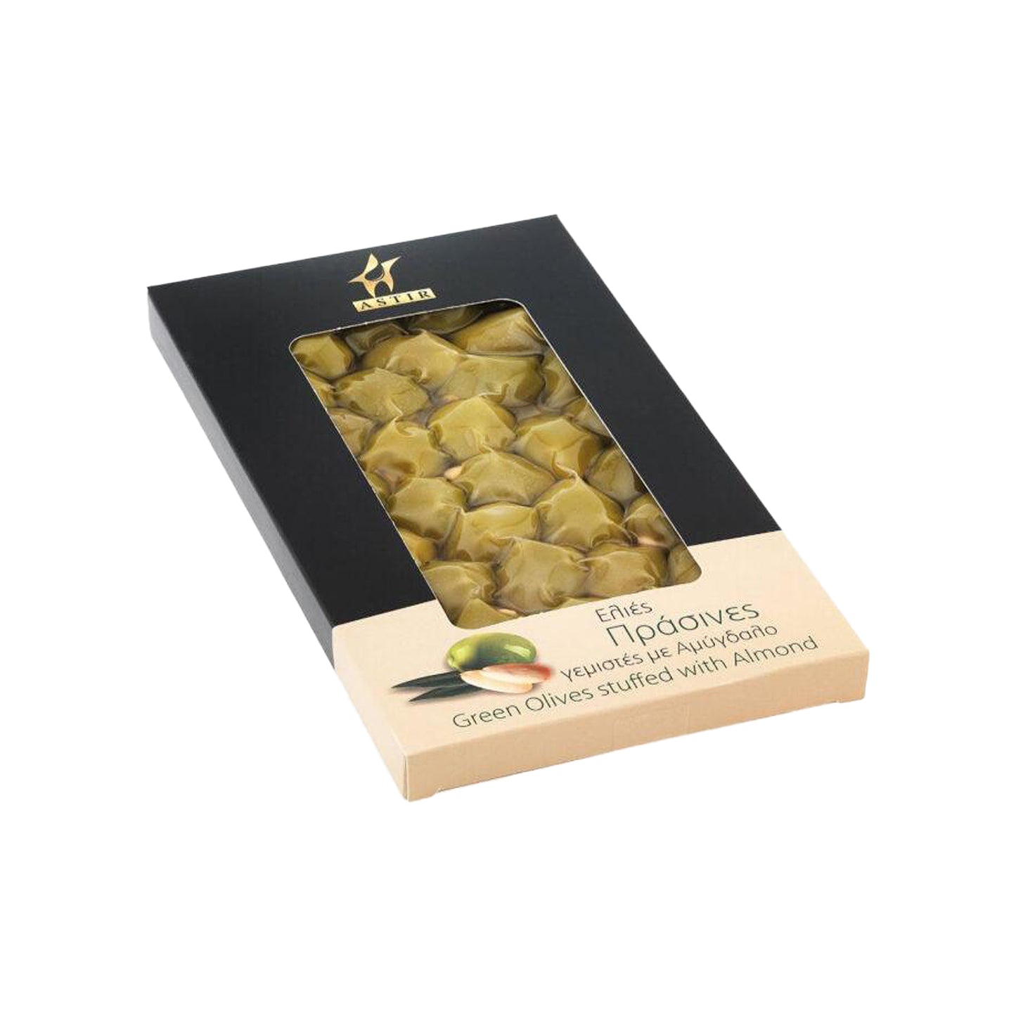 GREEN OLIVES STUFFED WITH ALMOND 300gr-ASTIR